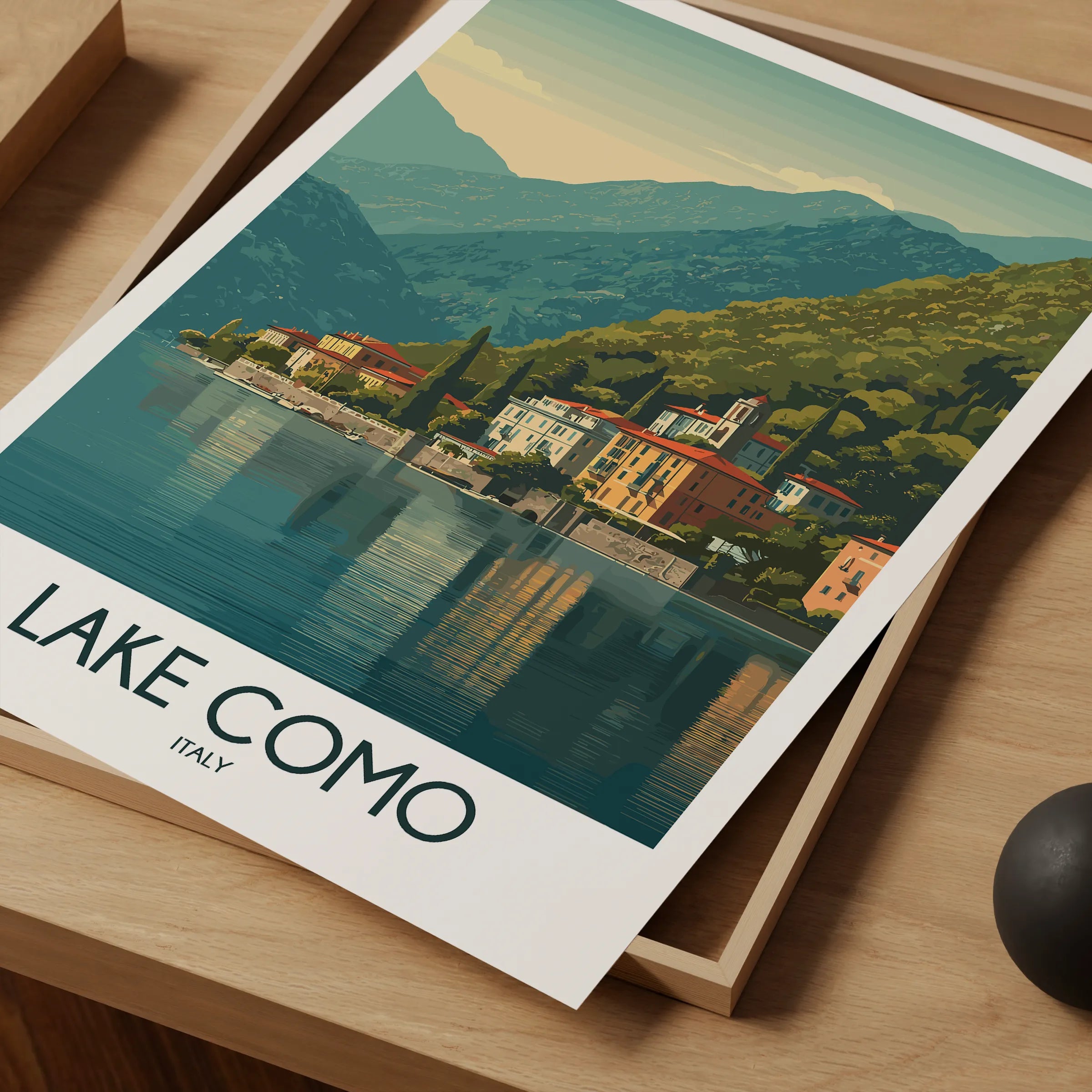 Lake Como Retro Travel Illustration