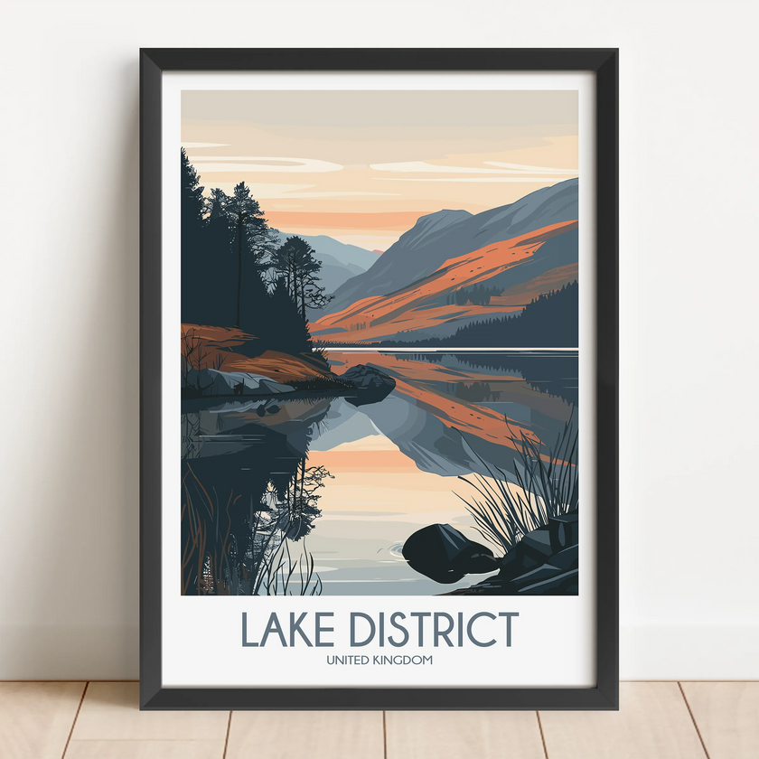 Lake District Modern Travel Poster