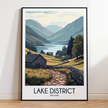 Lake District Modern Travel Poster