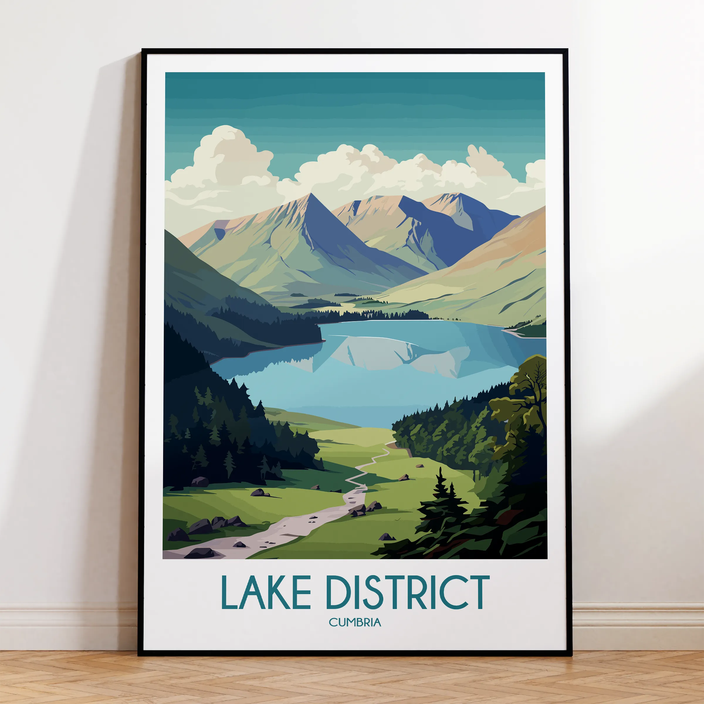 Lake District Modern Travel Poster