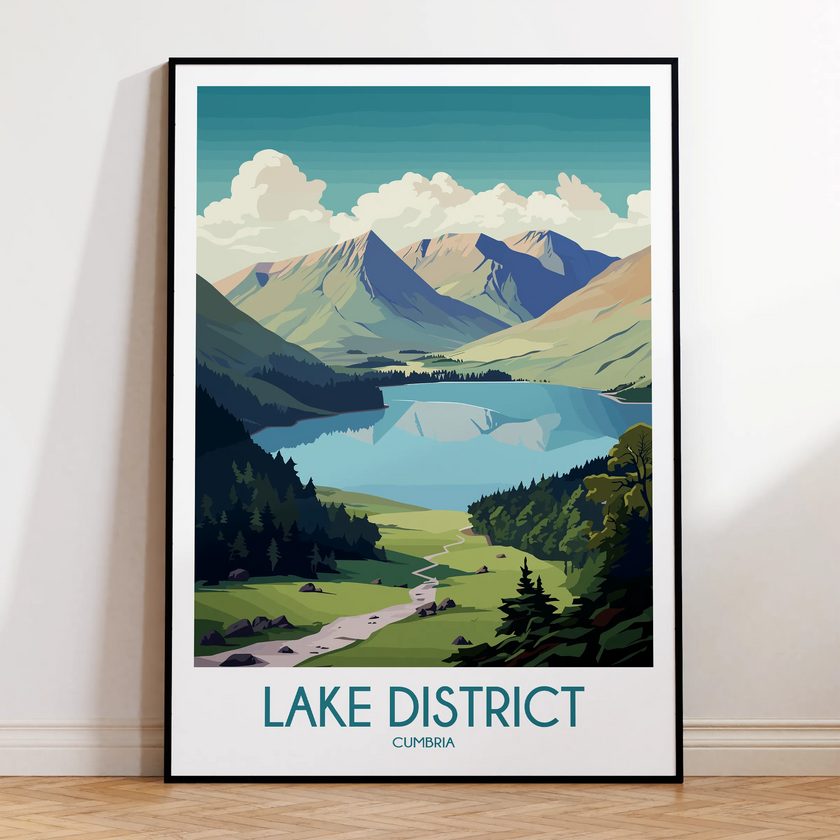 Lake District Modern Travel Poster