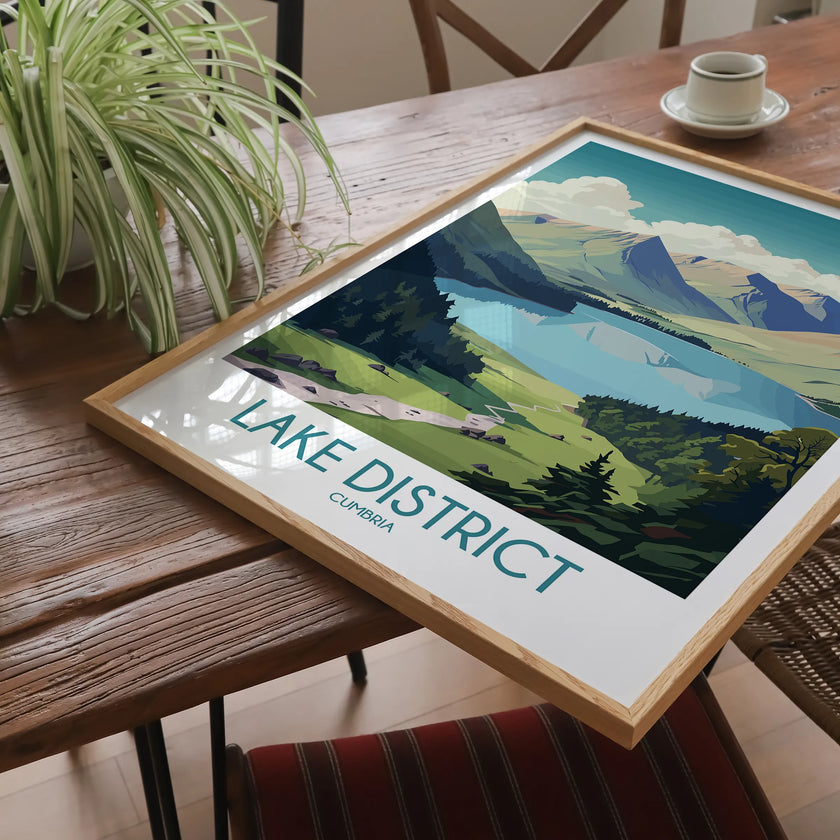 Lake District Retro Travel Illustration