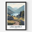 Lake District Retro Travel Illustration
