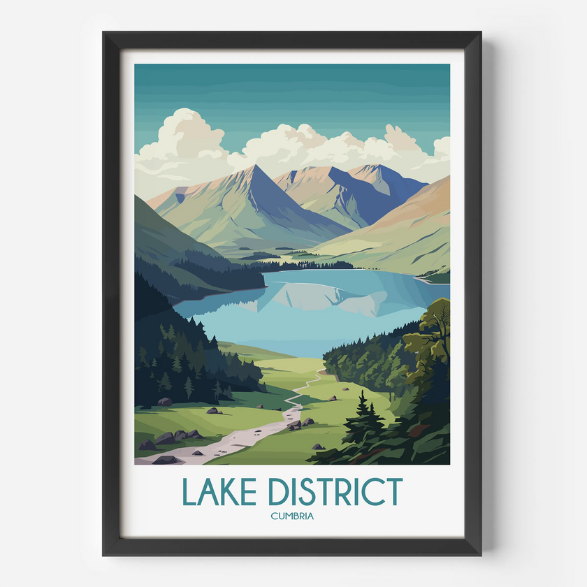 Lake District Retro Travel Illustration