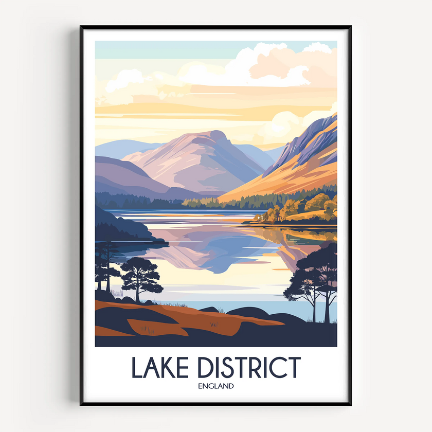 Lake District Retro Travel Illustration
