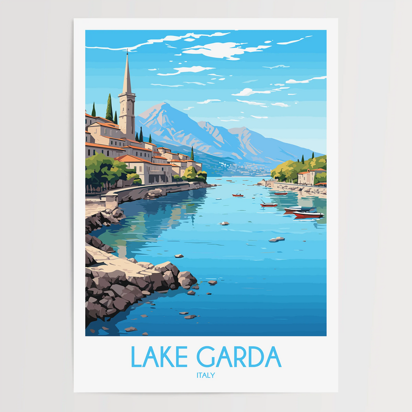 Lake Garda Modern Travel Poster