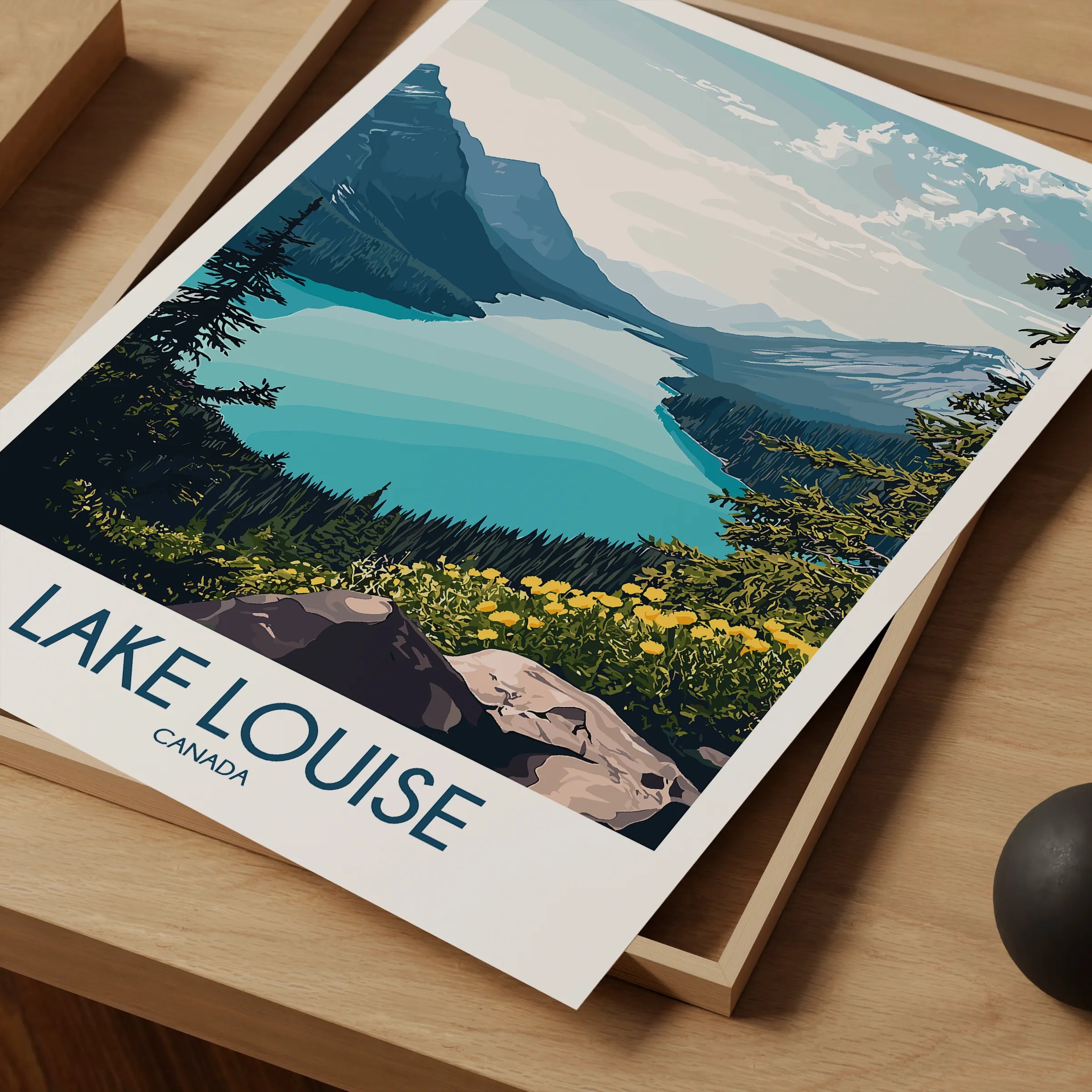 Lake Louise Retro Travel Illustration