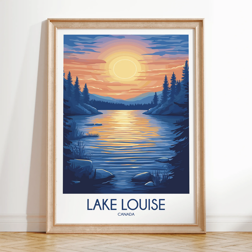 Lake Louise Retro Travel Illustration