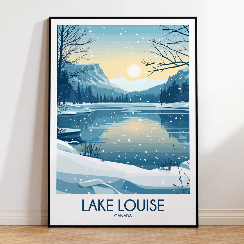 Lake Louise Retro Travel Illustration