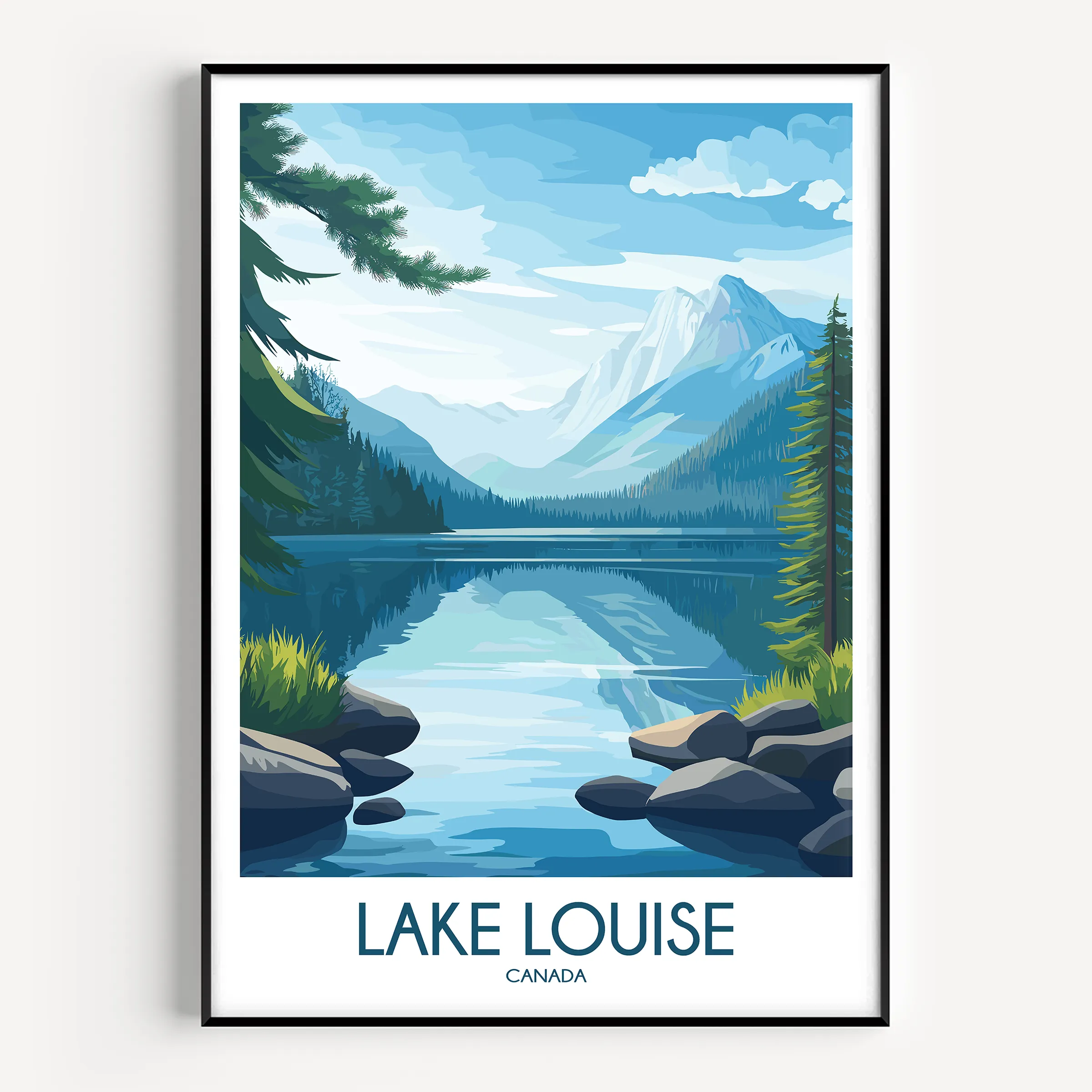 Lake Louise Retro Travel Illustration