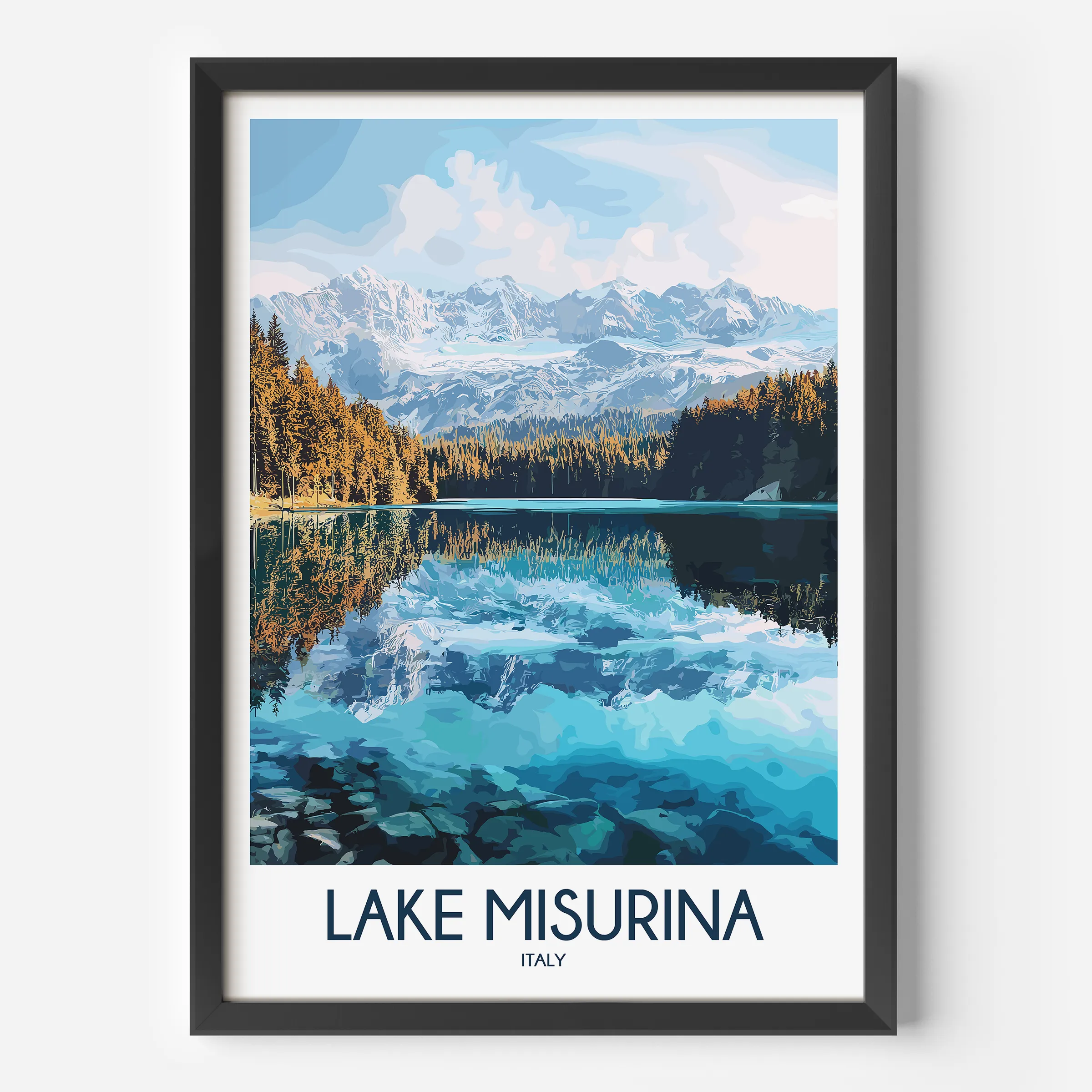 Lake Misurina Modern Travel Poster