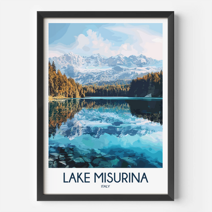 Lake Misurina Modern Travel Poster