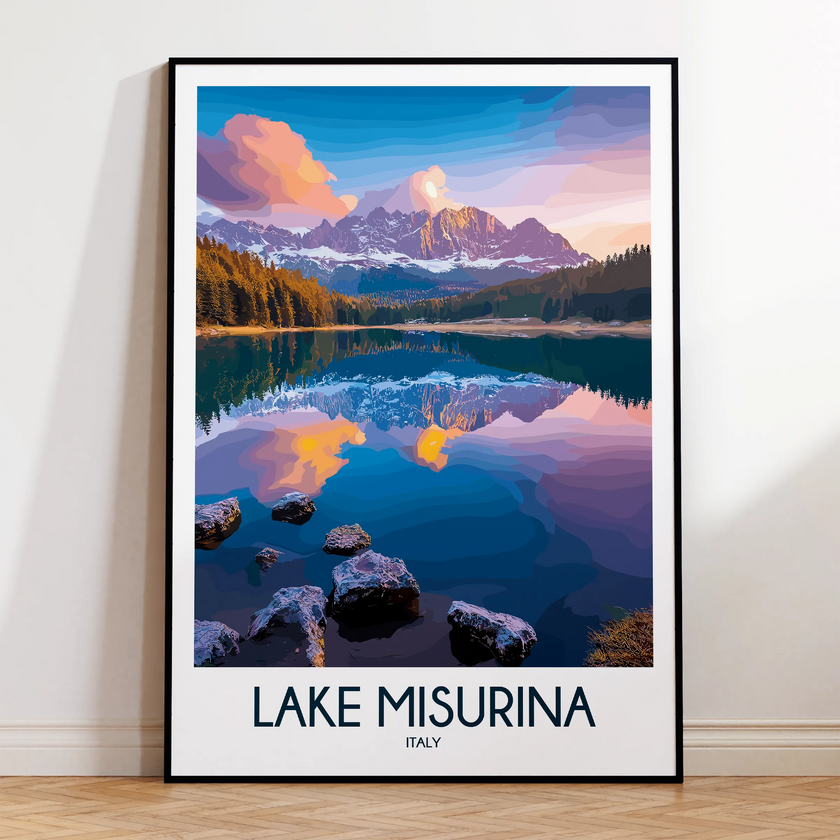 Lake Misurina Modern Travel Poster