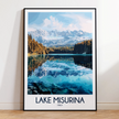 Lake Misurina Retro Travel Illustration