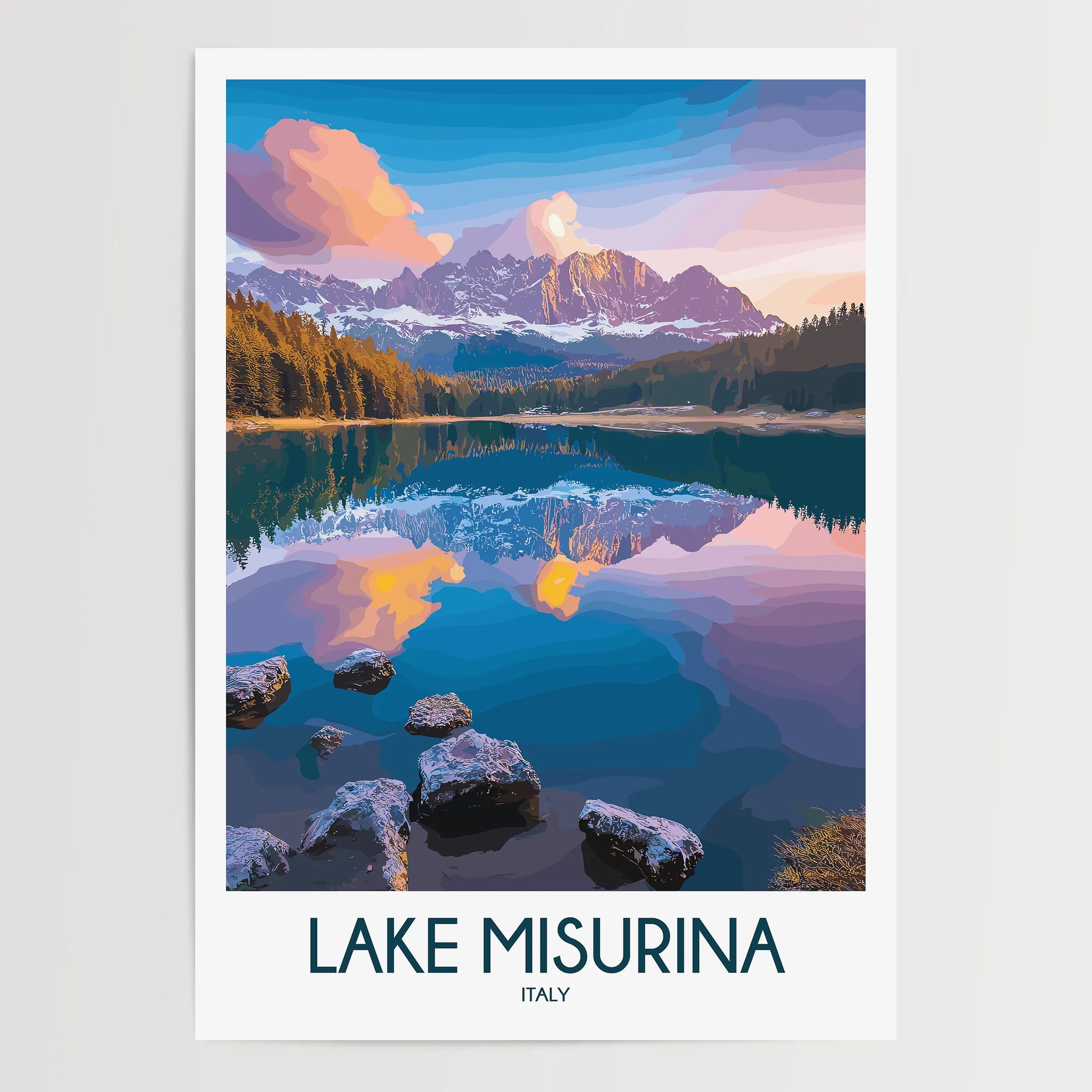 Lake Misurina Souvenir Poster Print