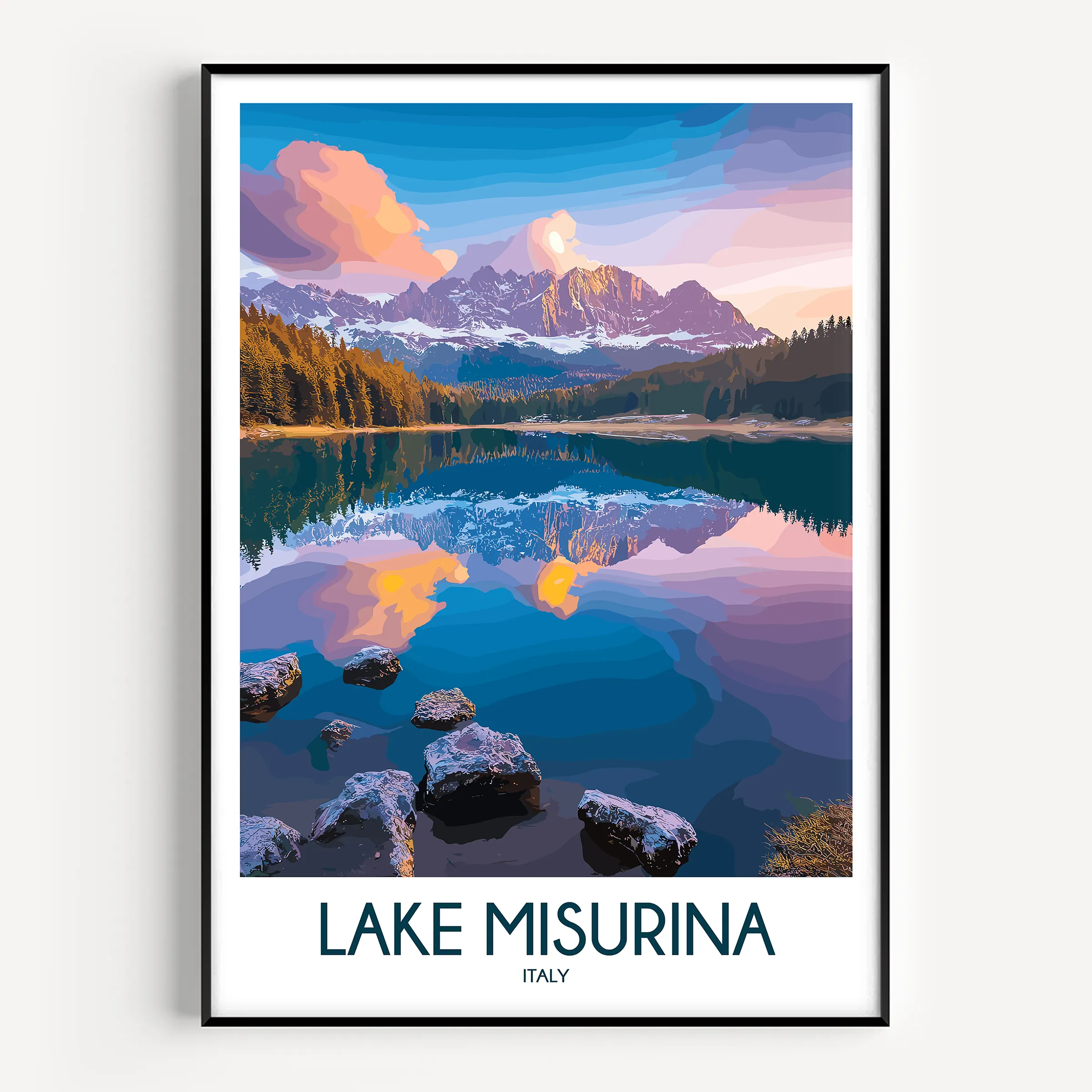 Lake Misurina Vintage Style Print