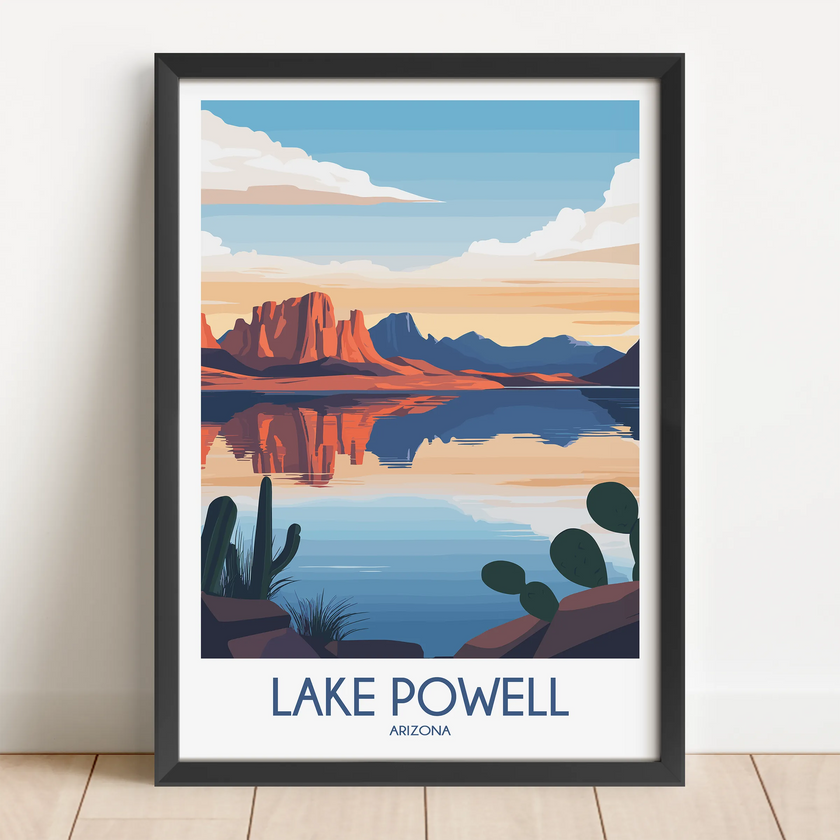 Lake Powell Retro Travel Illustration