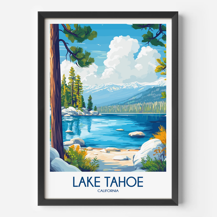 Lake Tahoe Modern Travel Poster