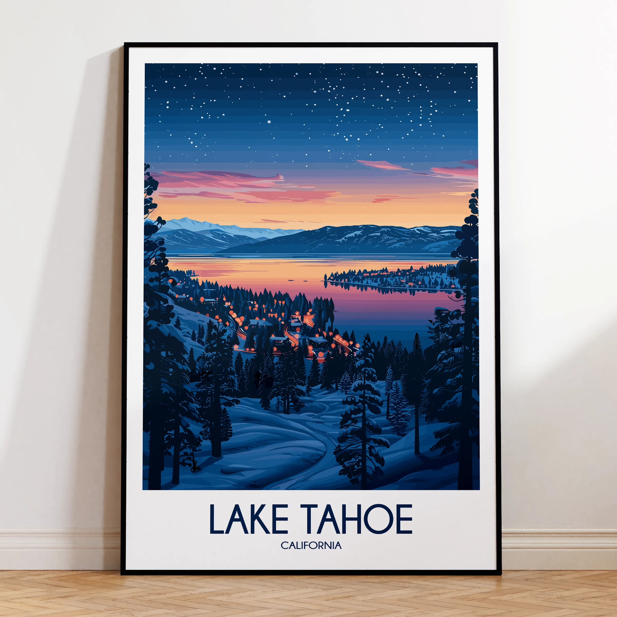 Lake Tahoe Modern Travel Poster
