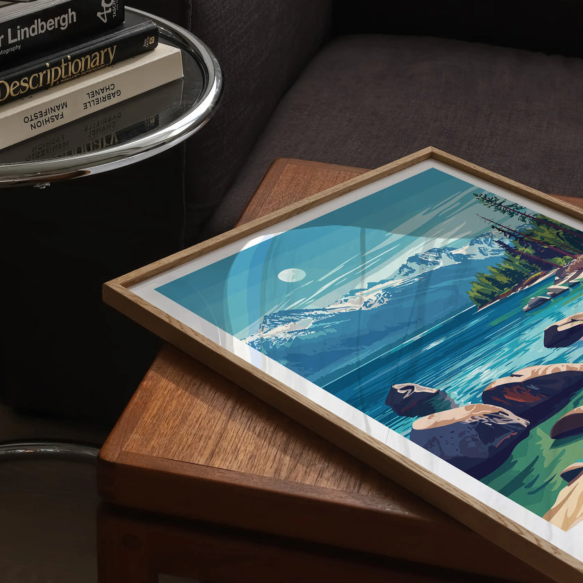 Lake Tahoe Retro Travel Illustration