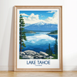Lake Tahoe Retro Travel Illustration