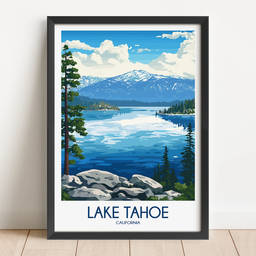 Lake Tahoe Vintage Style Print
