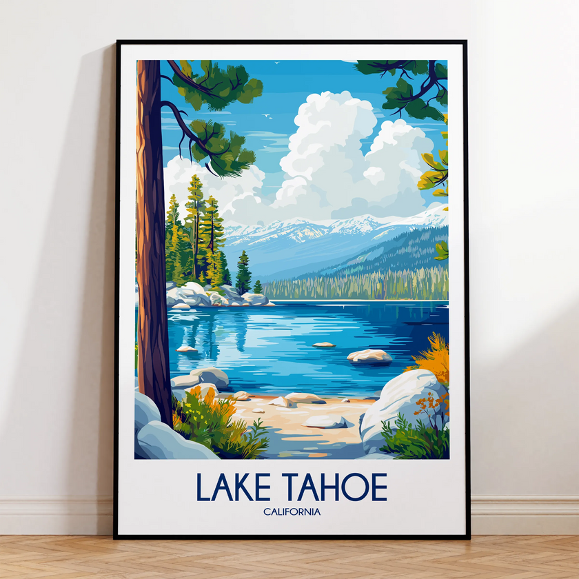 Lake Tahoe Vintage Style Print