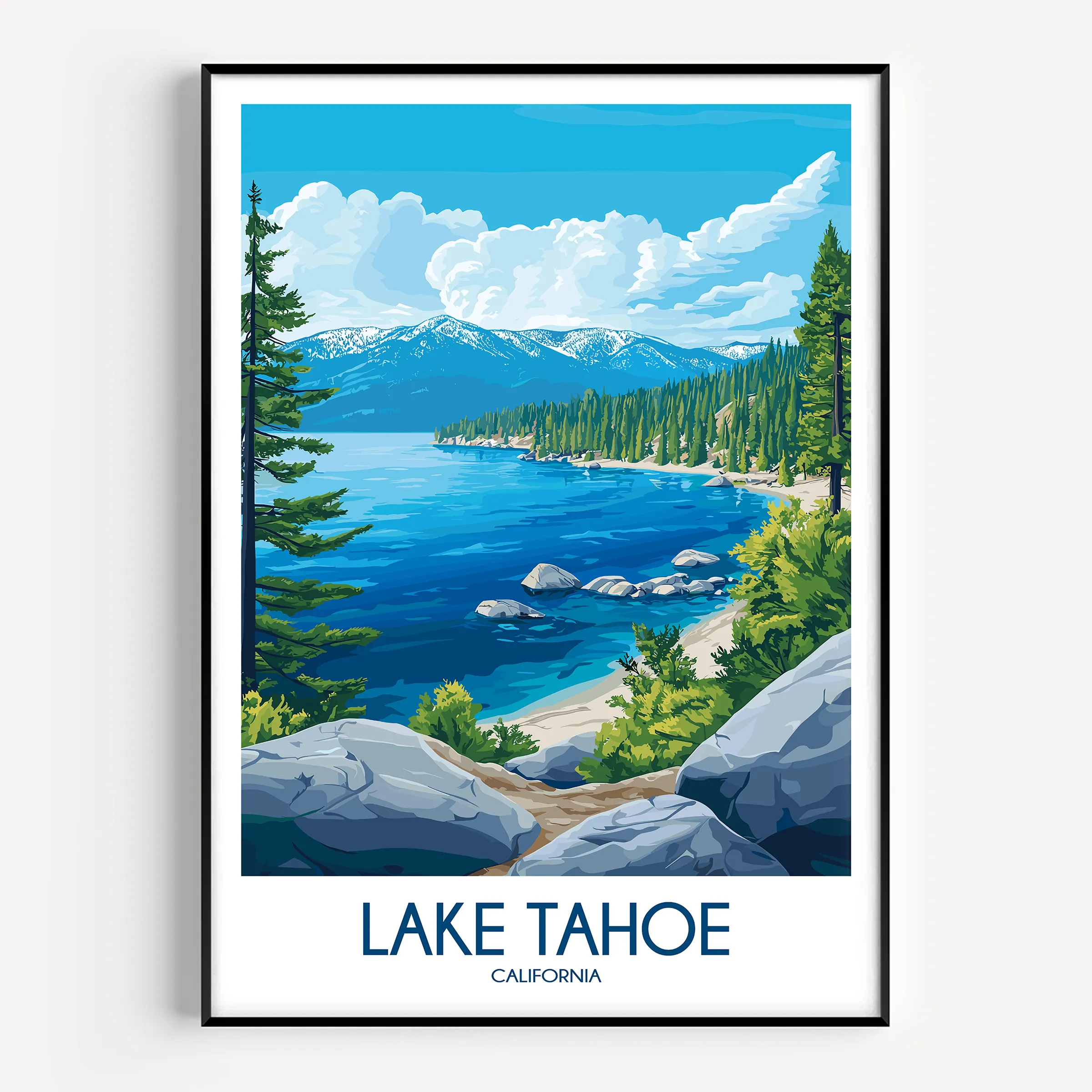 Lake Tahoe Vintage Style Print