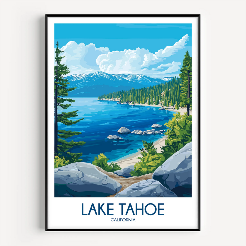 Lake Tahoe Vintage Style Print