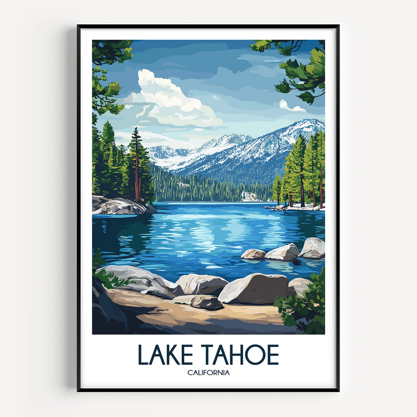 Lake Tahoe Vintage Style Print