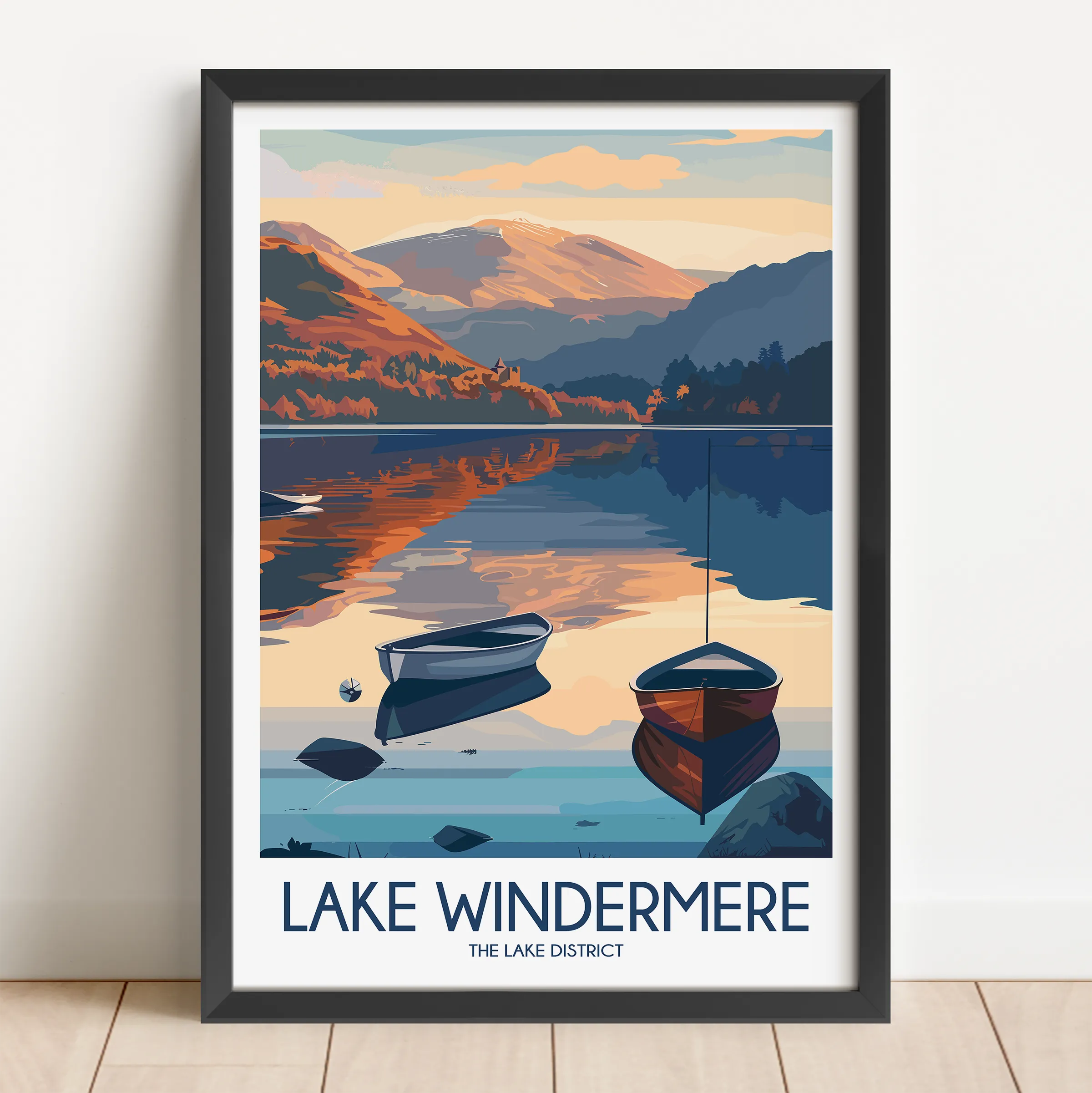 Lake Windermere Retro Travel Illustration