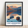 Lake Windermere Retro Travel Illustration
