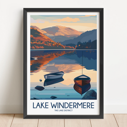 Lake Windermere Retro Travel Illustration