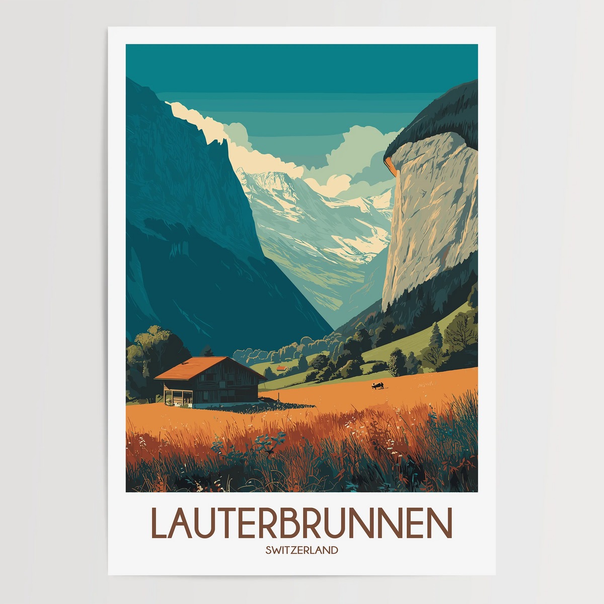 Lauterbrunnen Retro Travel Illustration