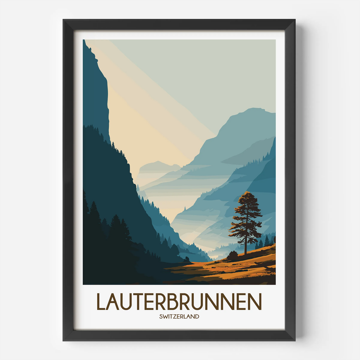 Lauterbrunnen Retro Travel Illustration