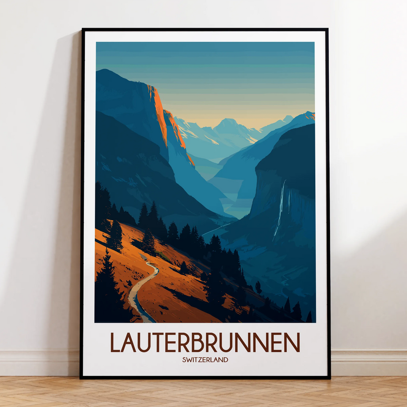 Lauterbrunnen Retro Travel Illustration