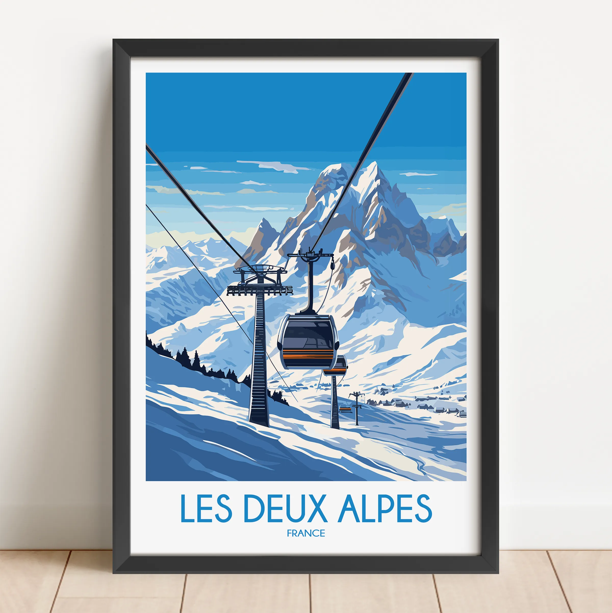 Les Deux Alpes Retro Travel Illustration