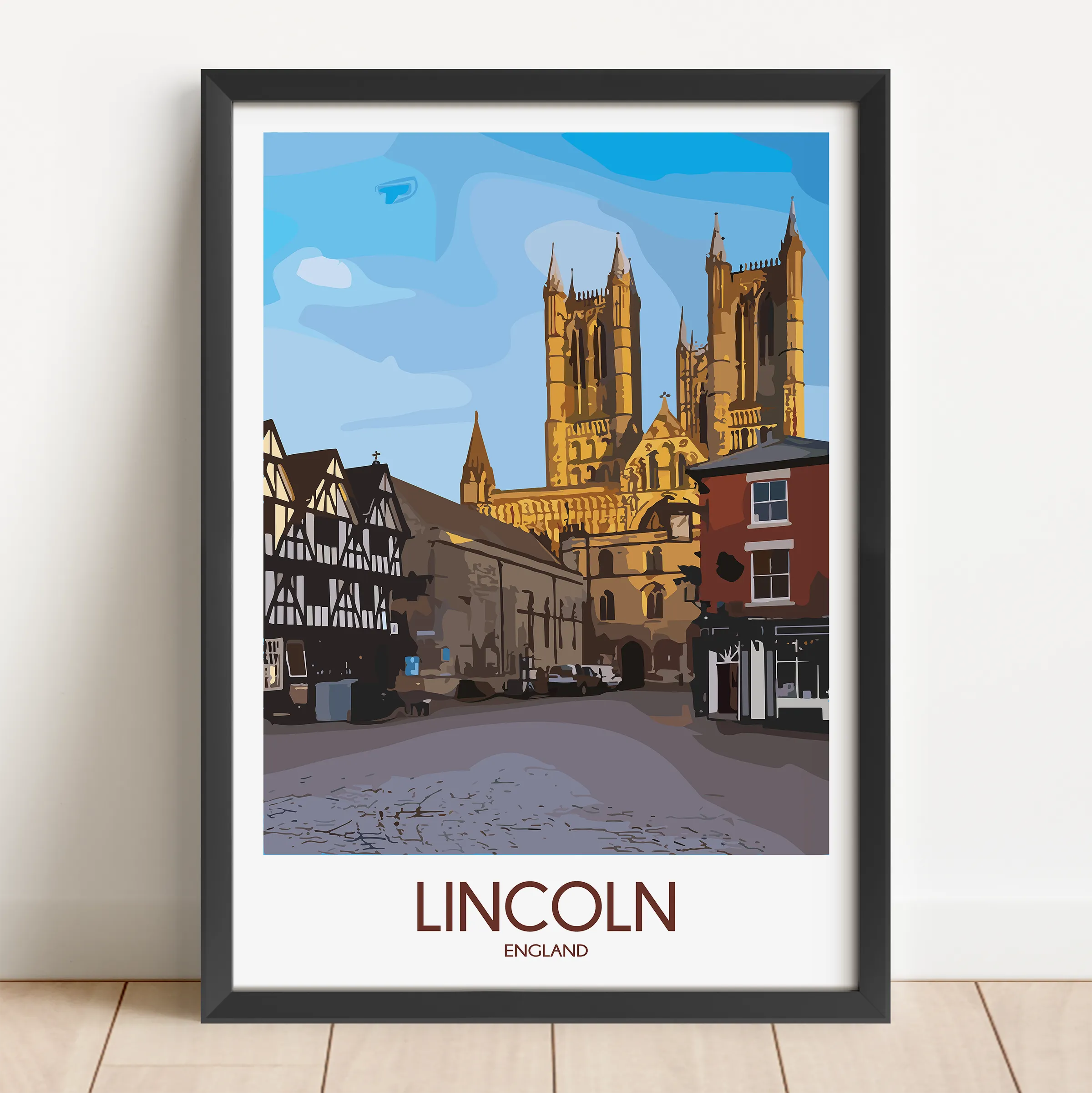 Lincoln Cathedral Retro Travel Illustration