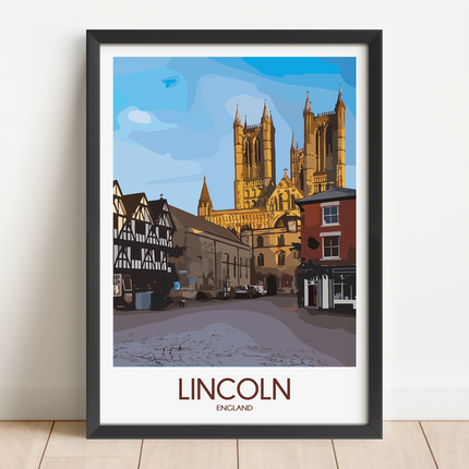 Lincoln Cathedral Retro Travel Illustration