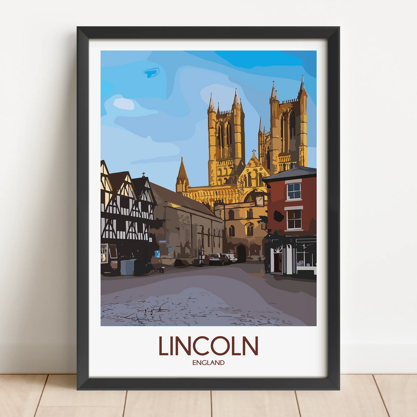 Lincoln Cathedral Retro Travel Illustration