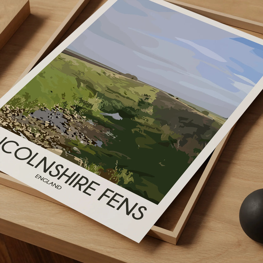 Lincolnshire Fens Retro Travel Illustration