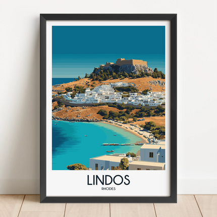 Lindos Modern Travel Poster