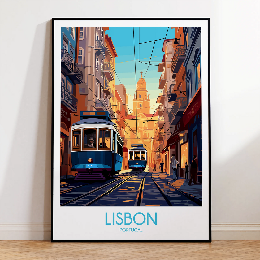 Lisbon Tram Modern Travel Poster