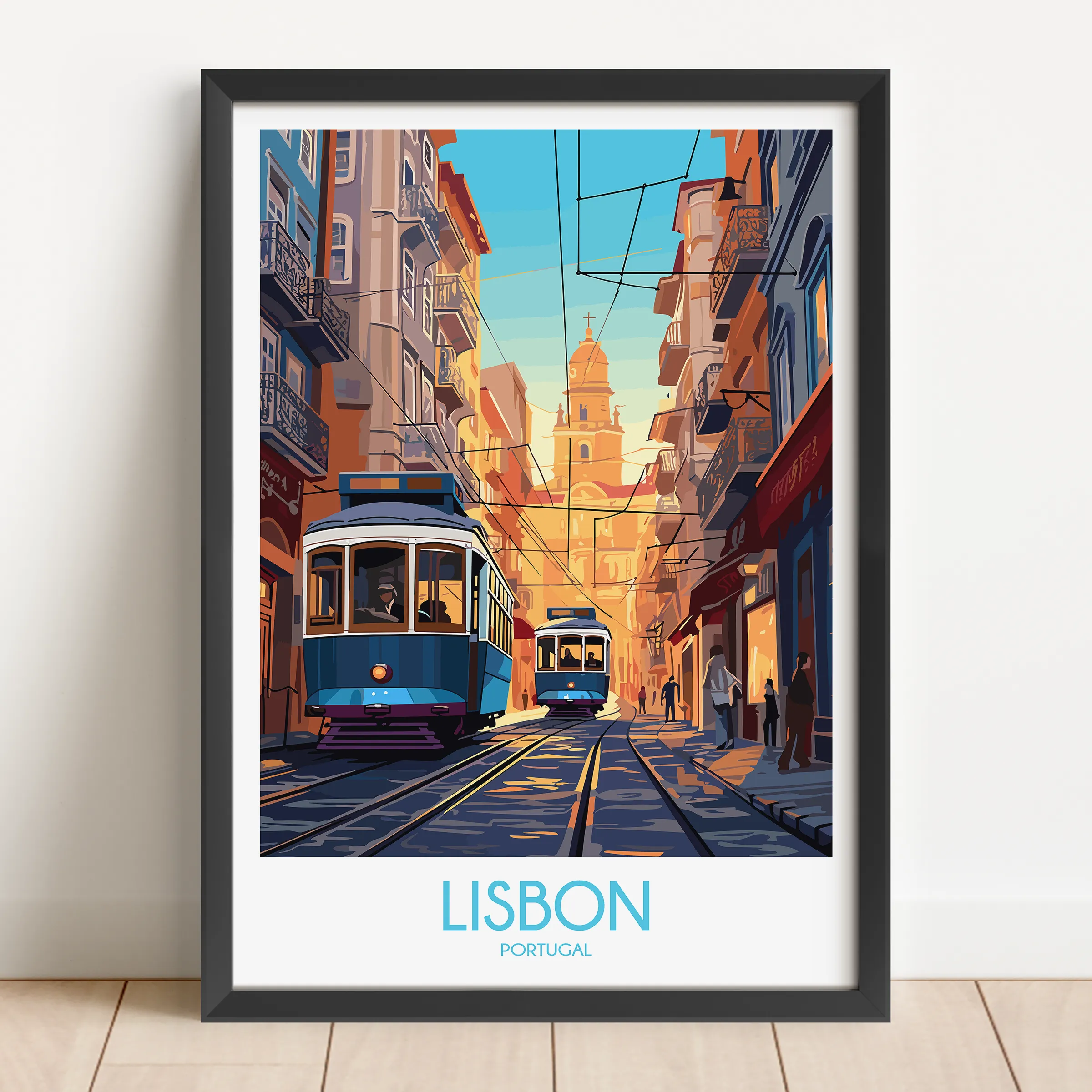 Lisbon Tram Retro Travel Illustration