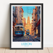 Lisbon Tram Retro Travel Illustration