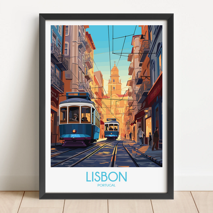 Lisbon Tram Retro Travel Illustration