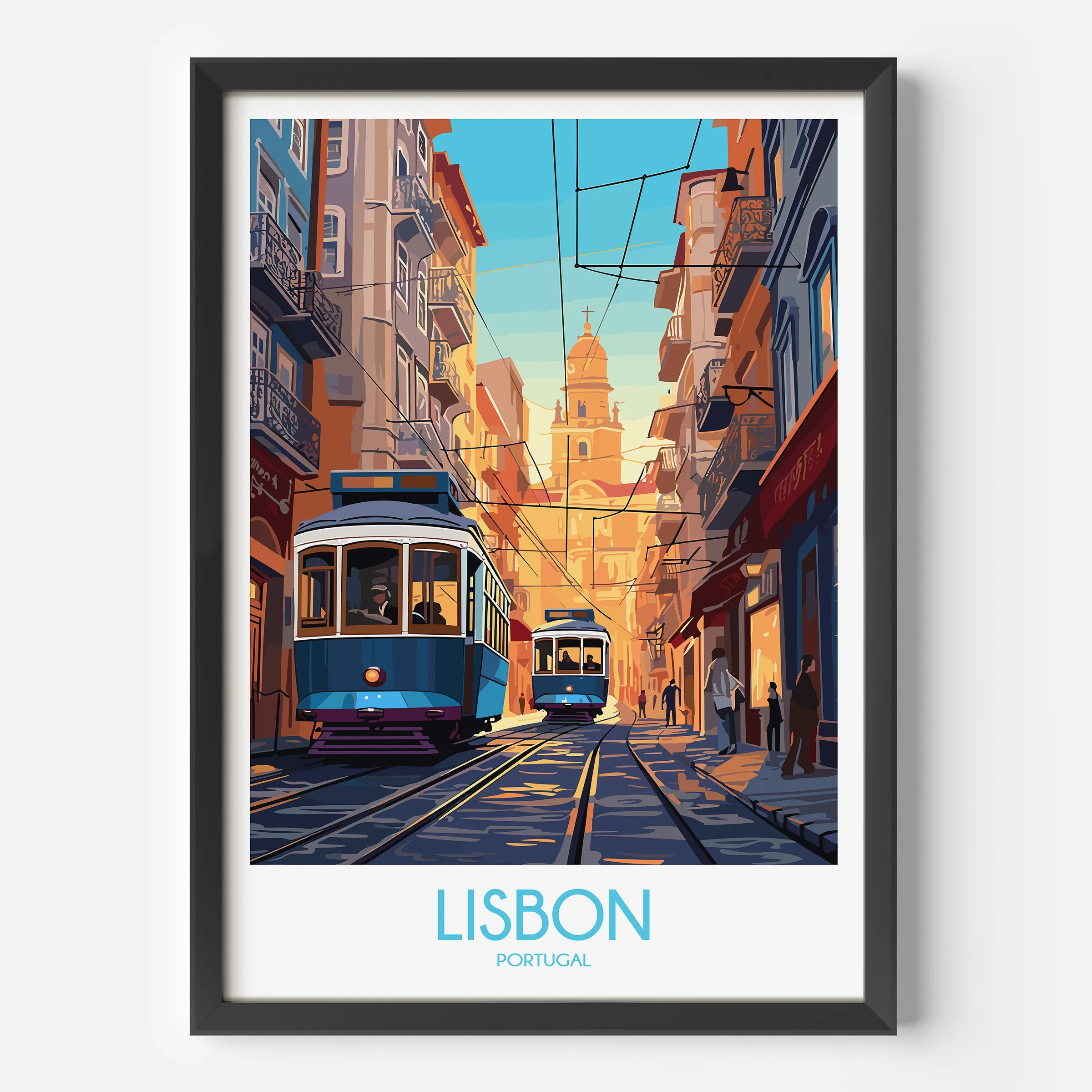 Lisbon Tram Scenic Landscape Art