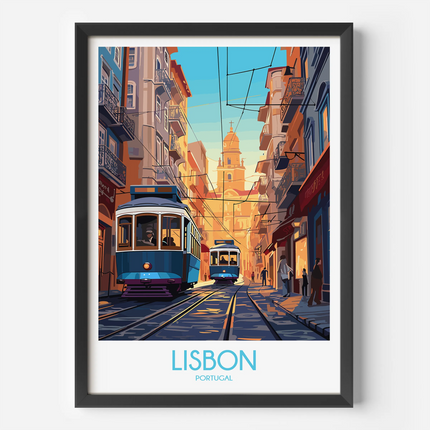 Lisbon Tram Scenic Landscape Art