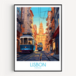 Lisbon Tram Vintage Style Print