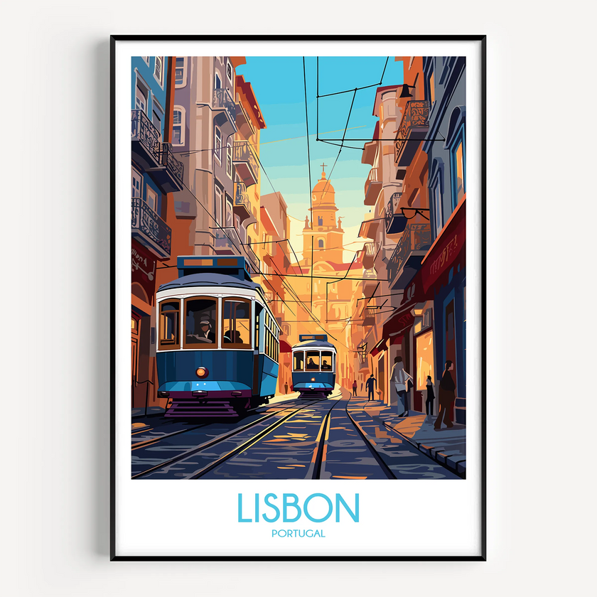 Lisbon Tram Vintage Style Print